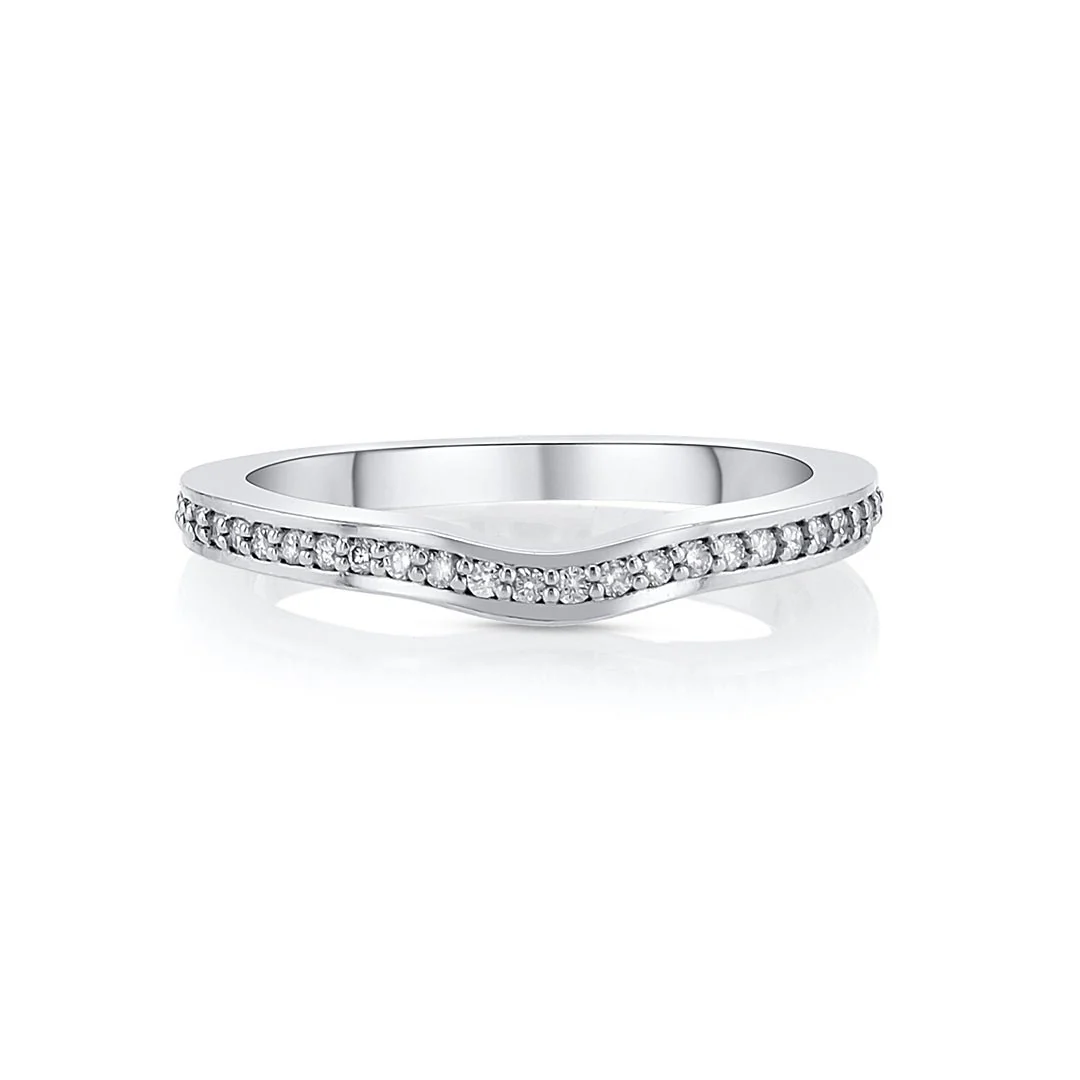 Round Diamond Curved Band in 14K White Gold