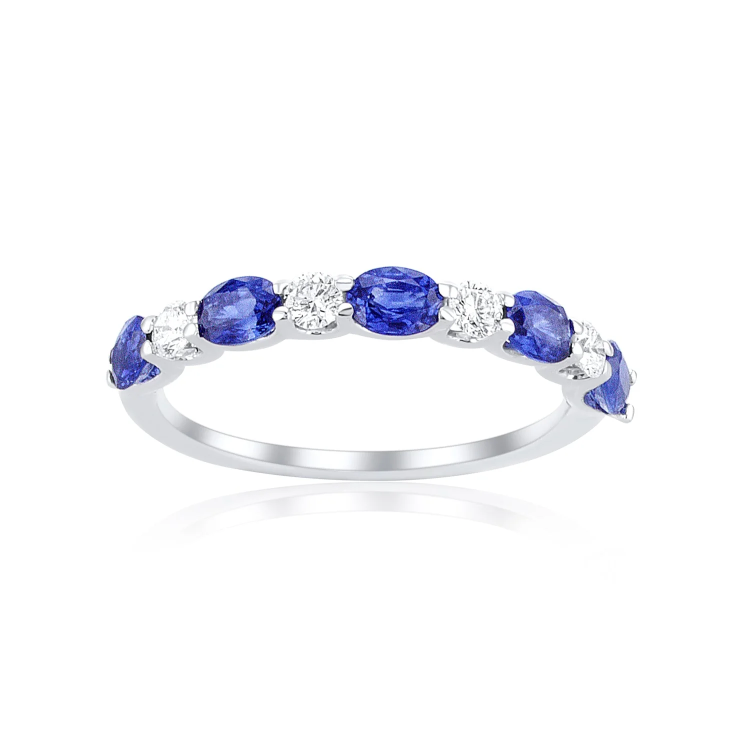 0.80 Carat Blue Sapphire/ 0.23 Carat Diamond Halfway Band in 18k White Gold - Image 2