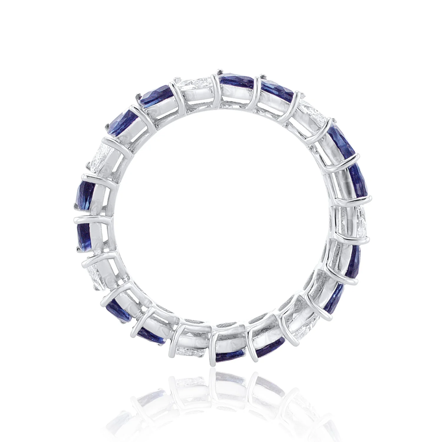 0.98 TW Sapphire and Diamond Marquise 18K White Gold Eternity Band - Image 2