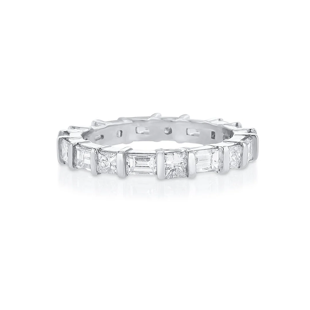 2.31 Carats Baguette and Princess Cut Natural Diamond Eternity Band