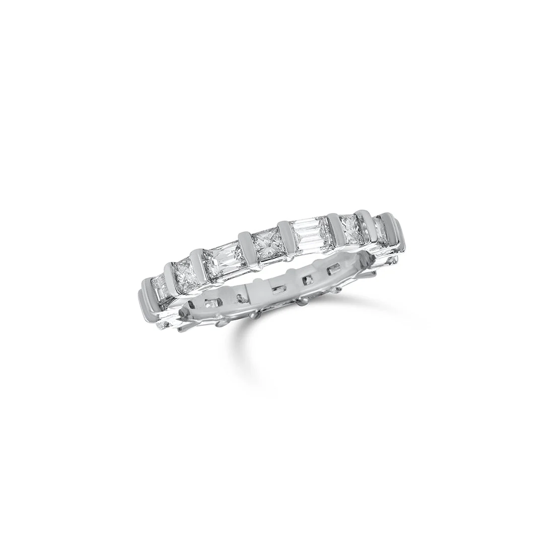 2.31 Carats Baguette and Princess Cut Natural Diamond Eternity Band - Image 2