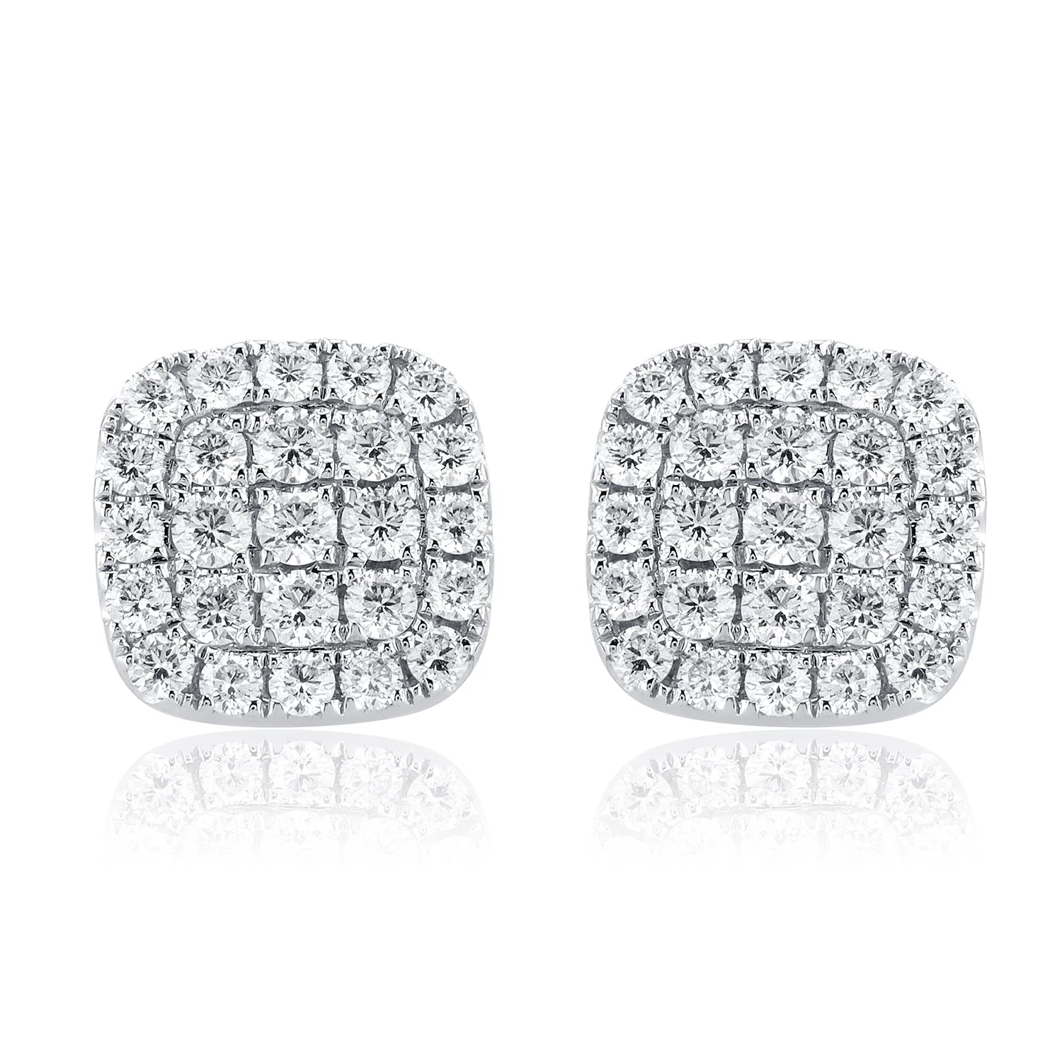 1.32 Carats Natural Diamond Cluster Earrings