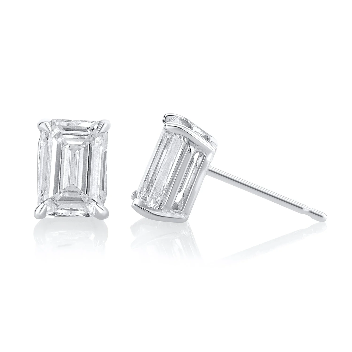 2.03 Carats Emerald Lab Grown Diamond Stud Earrings - Image 3