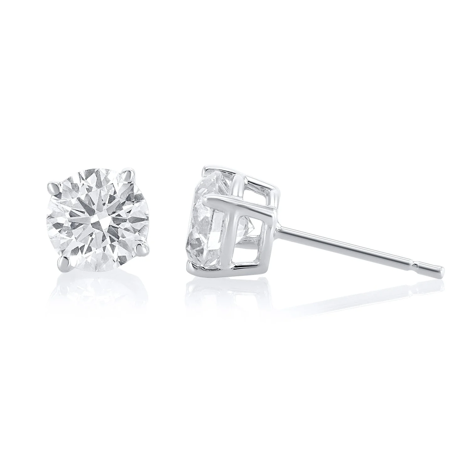 1.50 Carat Round Lab Grown Diamond Stud Earrings - Image 2