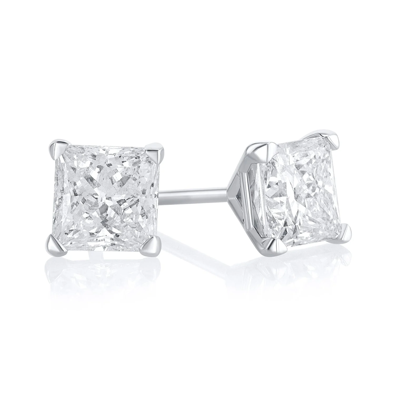1.64 Carat Princess Lab Grown Diamond Stud Earrings