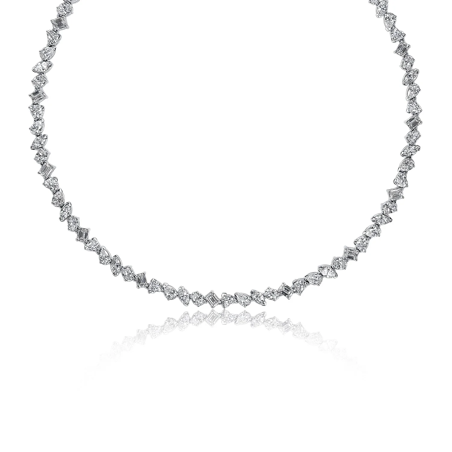 11.86 Carats Multi Shape Natural Diamond Tennis Necklace