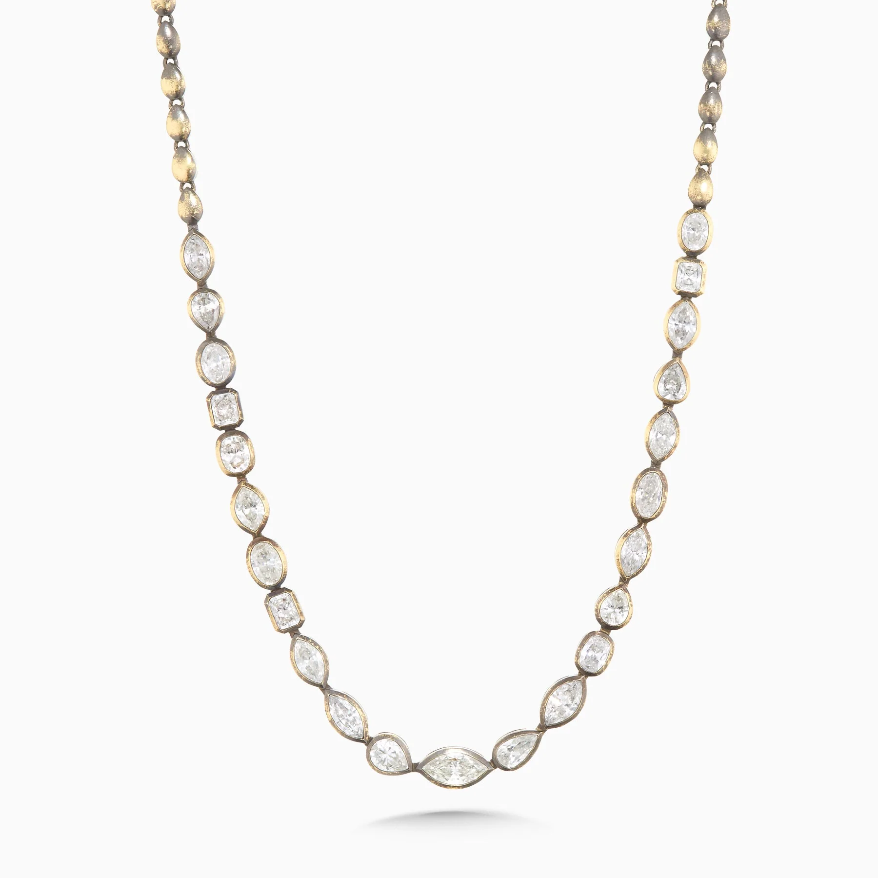 13.75 Carats Natural Multi Shaped Diamond Bezel Necklace