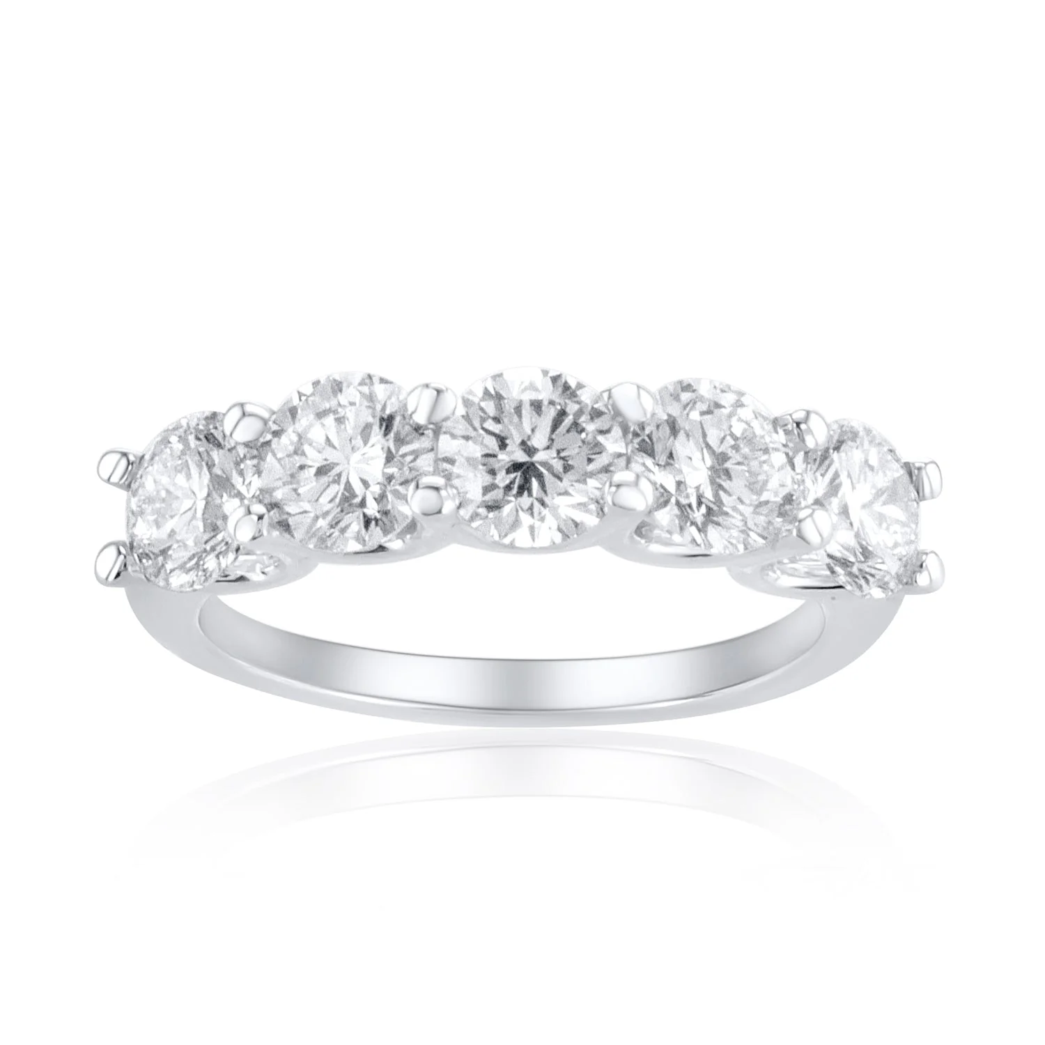 2.23 Carat Lab Grown Diamond 5 Stone Band set in 14K White Gold - Image 3