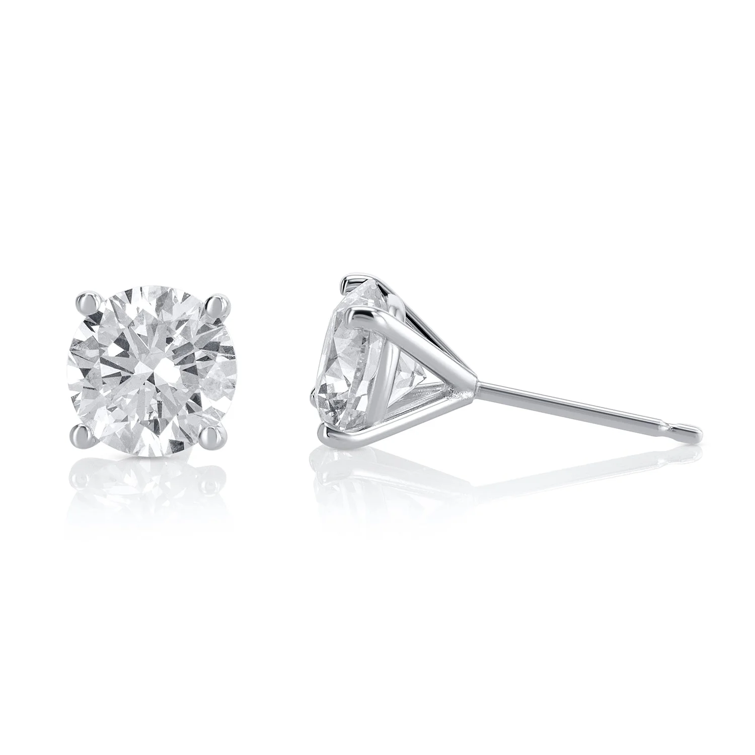 2.52 Carat Round Lab Grown Diamond Studs in 14K White Gold - Image 3