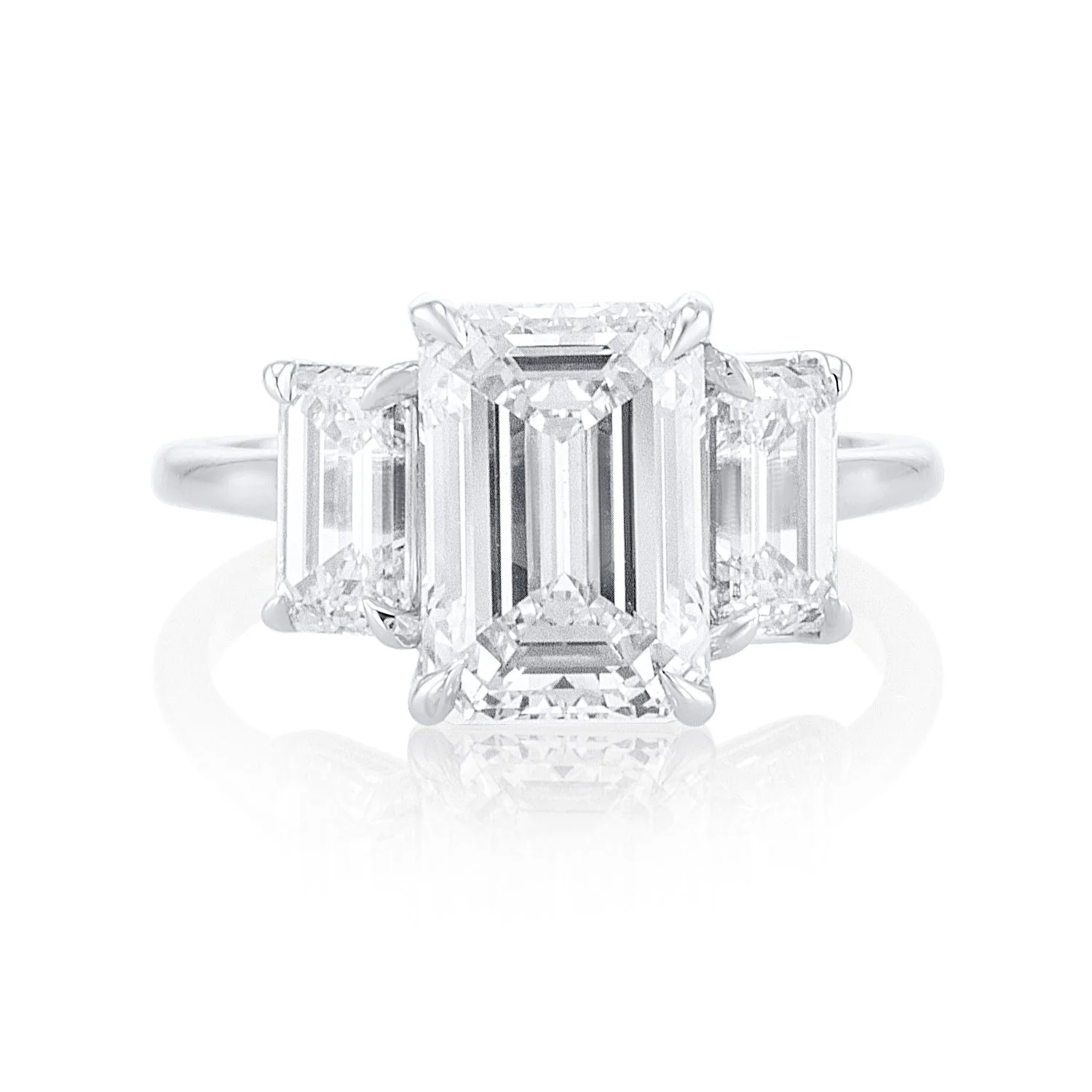 2.92 Carats Emerald Lab Grown Diamond Three Stone Ring - Image 3