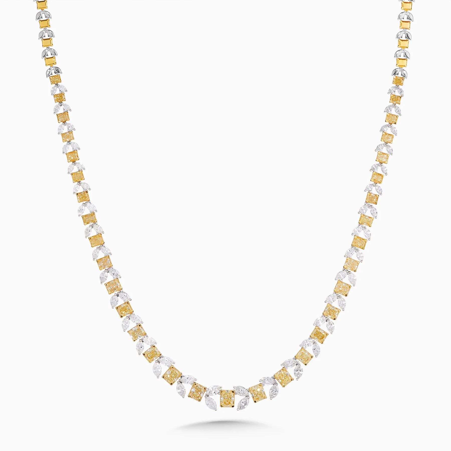 21.03 Carats Fancy Yellow and White Natural Diamond Necklace