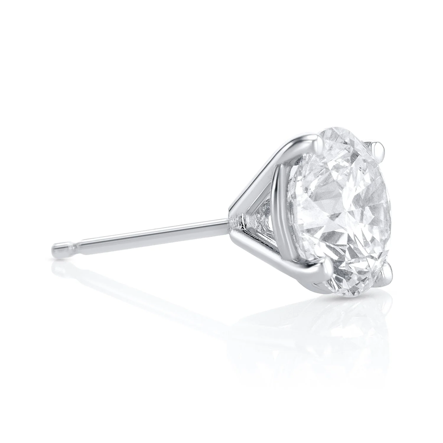3.01 Carat Round Natural Diamond Stud Earrings - Image 2