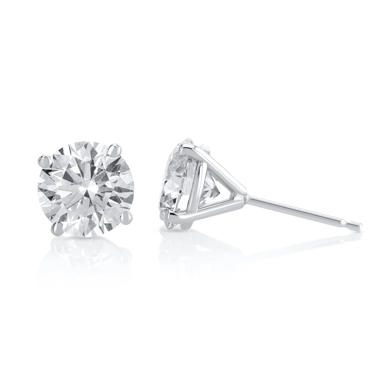 3.01 Carat Round Natural Diamond Stud Earrings - Image 3