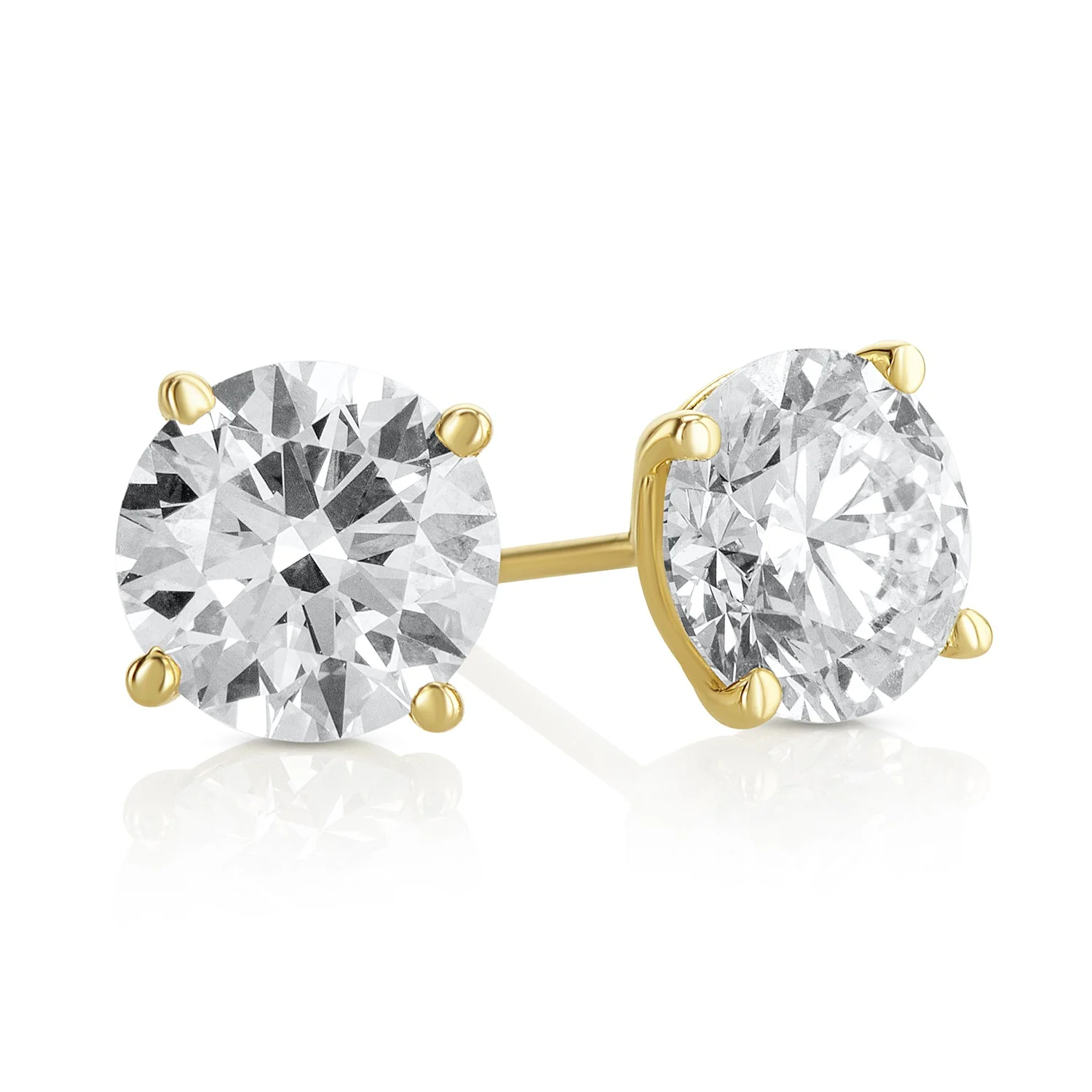 3.04 Carats Round Lab Grown Diamond Stud Earrings
