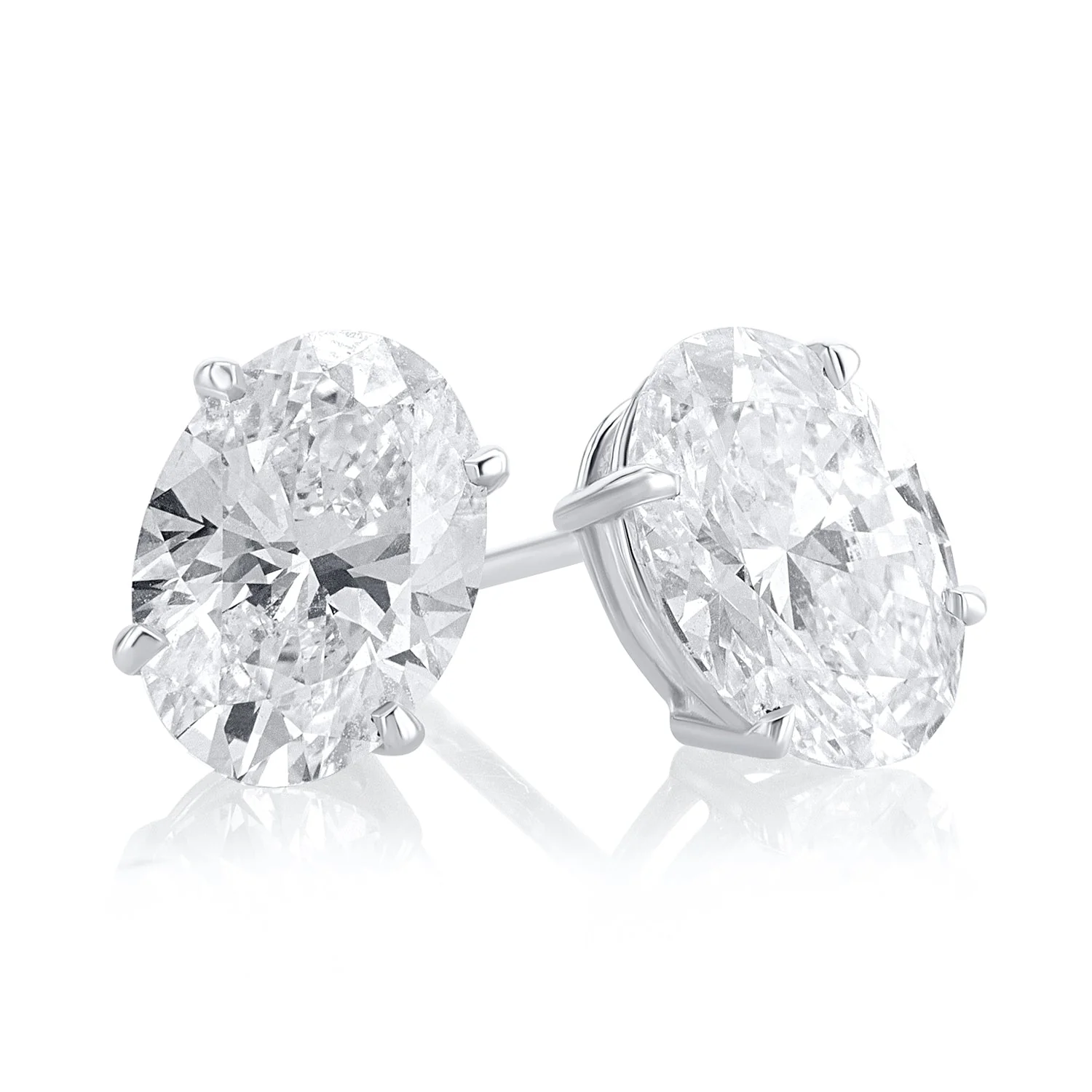 3.06 Carats Oval Lab Grown Diamond Stud Earrings