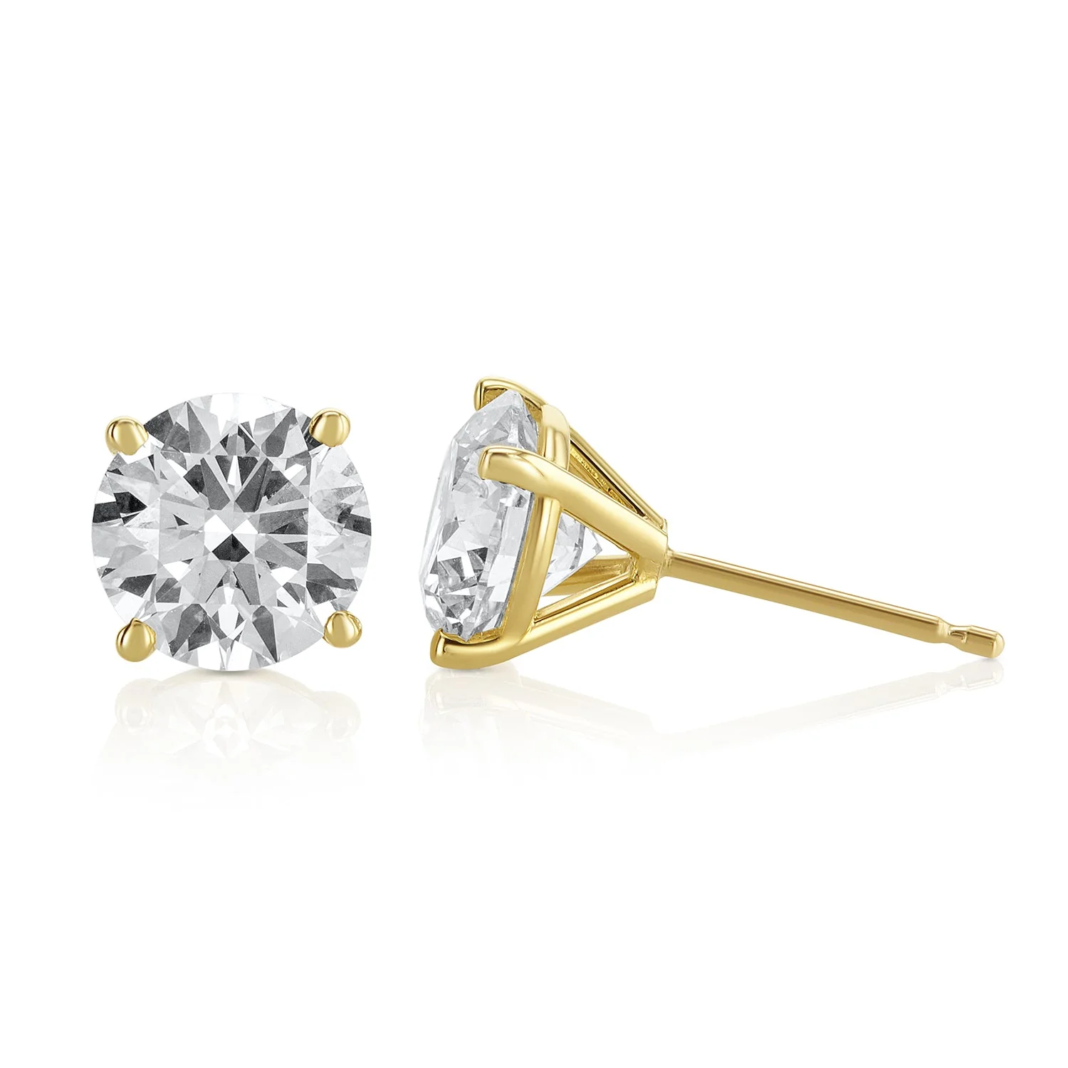 3.11 Carats Round Lab Grown Diamond Stud Earrings - Image 3