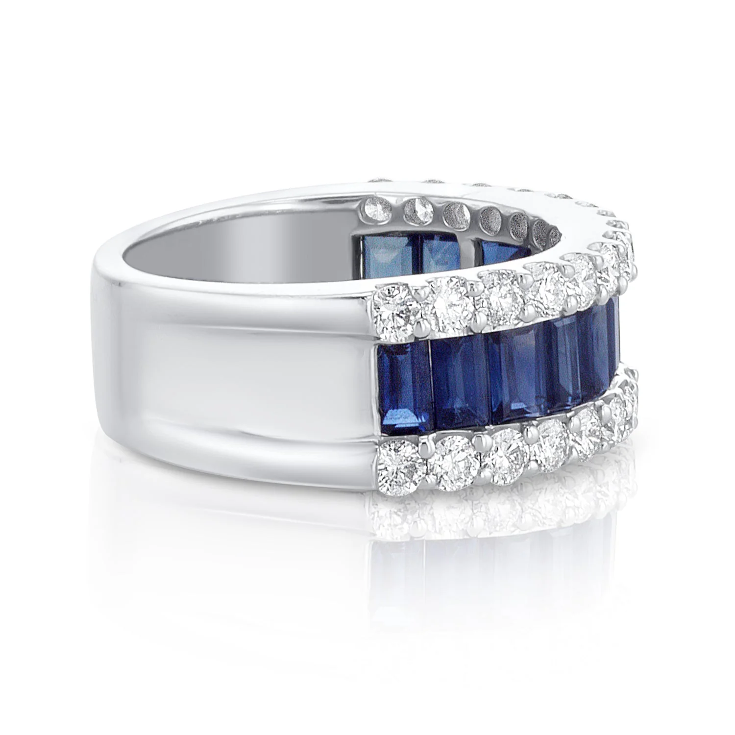 4.30 Carats Natural Diamond and Blue Sapphire Wide Band - Image 2