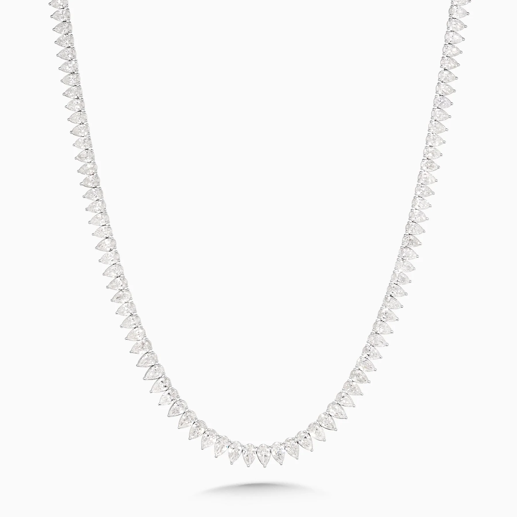 37.09 Carats Natural Pear Shaped Diamond Tennis Necklace