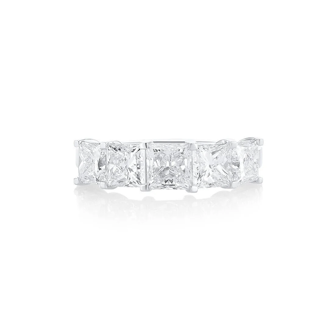 4.02 Carats Natural Diamond Princess Cut Five Stone Band