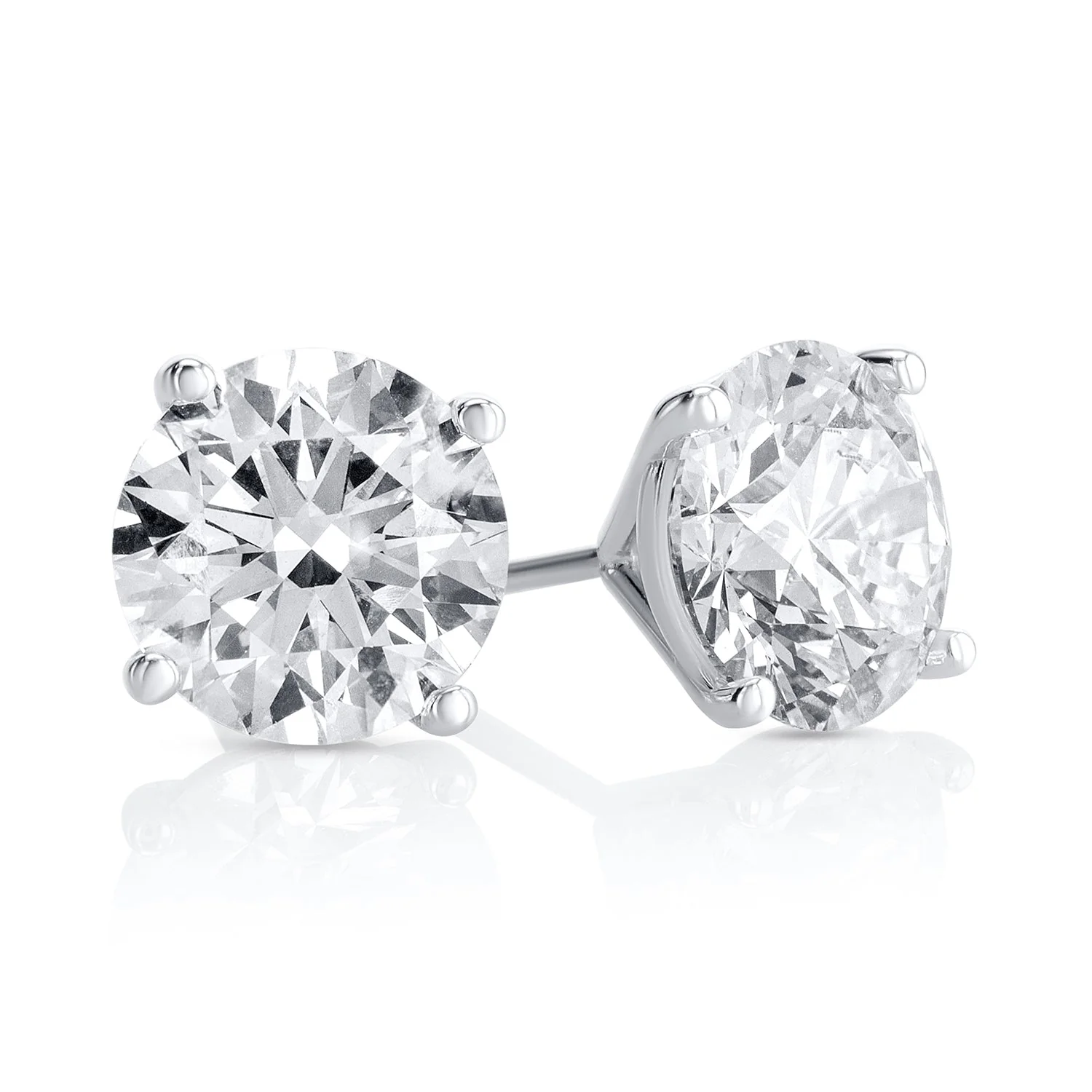 4.54 Carats Round Lab Grown Diamond Stud Earrings