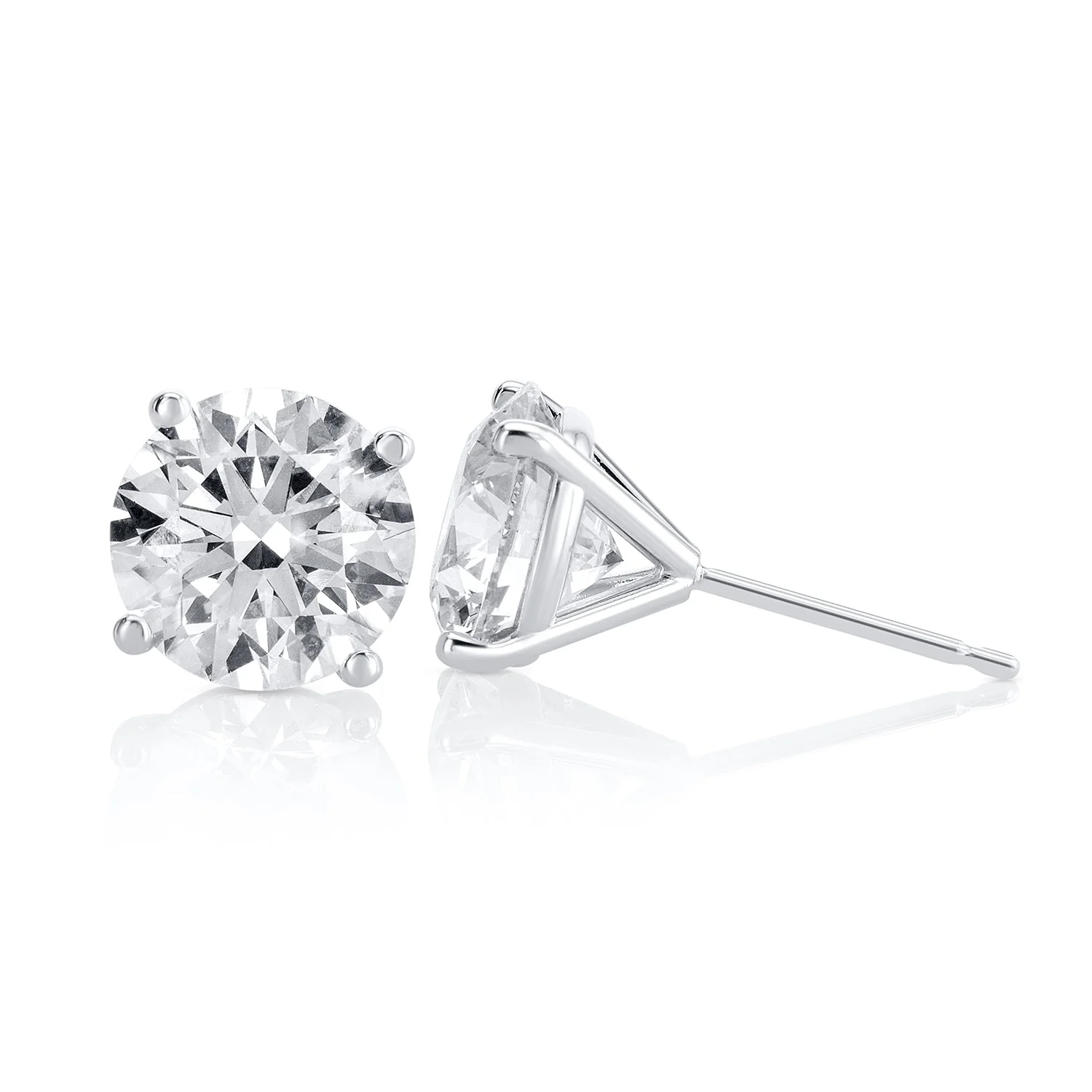 4.54 Carats Round Lab Grown Diamond Stud Earrings - Image 3