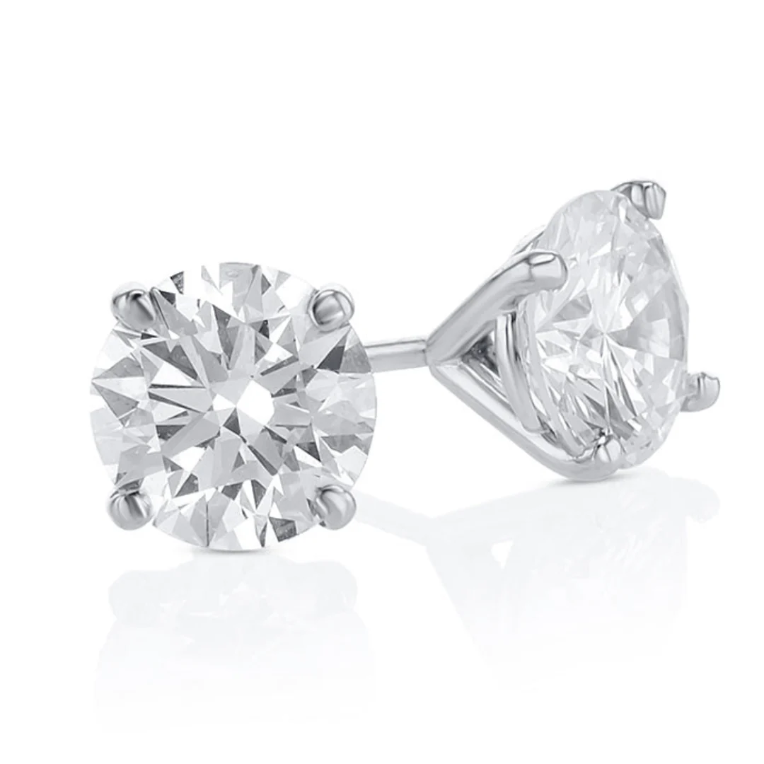 5.05 Carats Round Lab Grown Diamond Stud Earrings