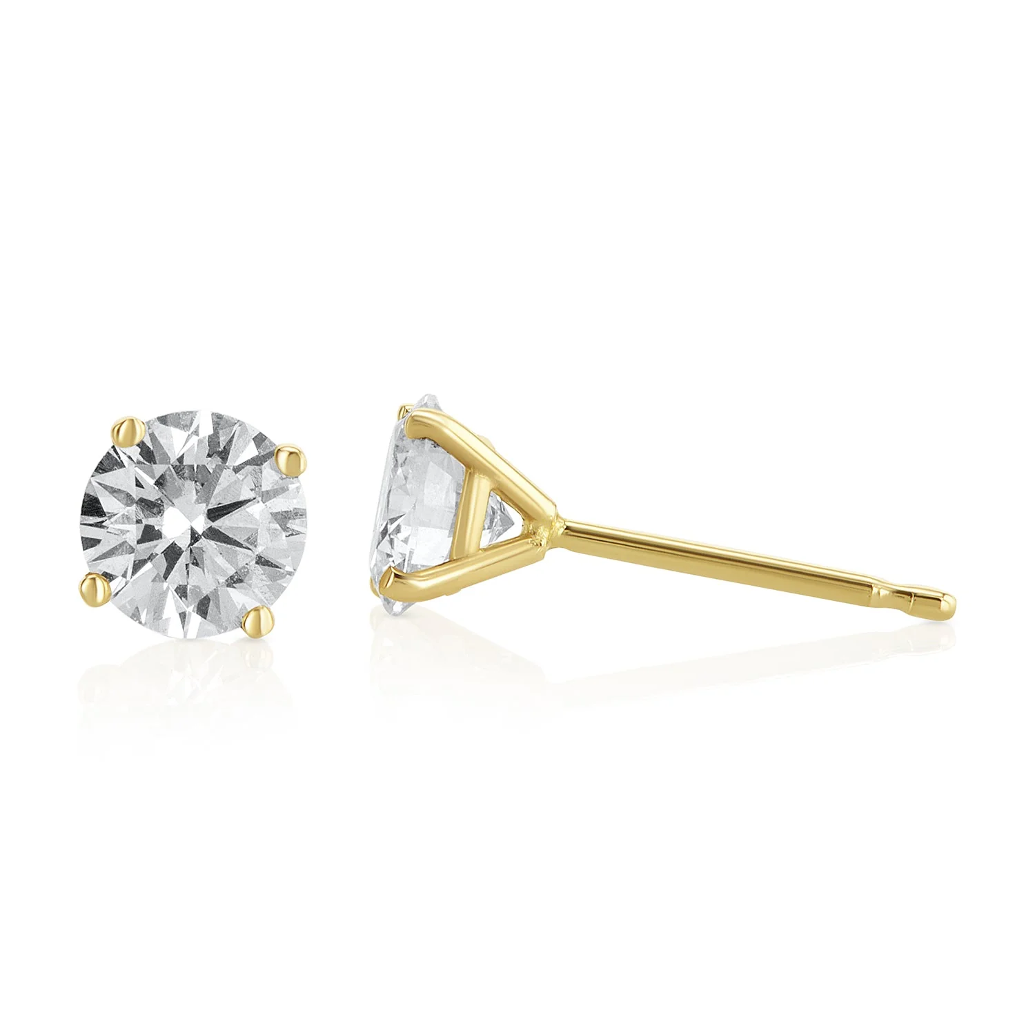 1.02 Carats Round Lab Grown Diamond Stud Earrings - Image 3