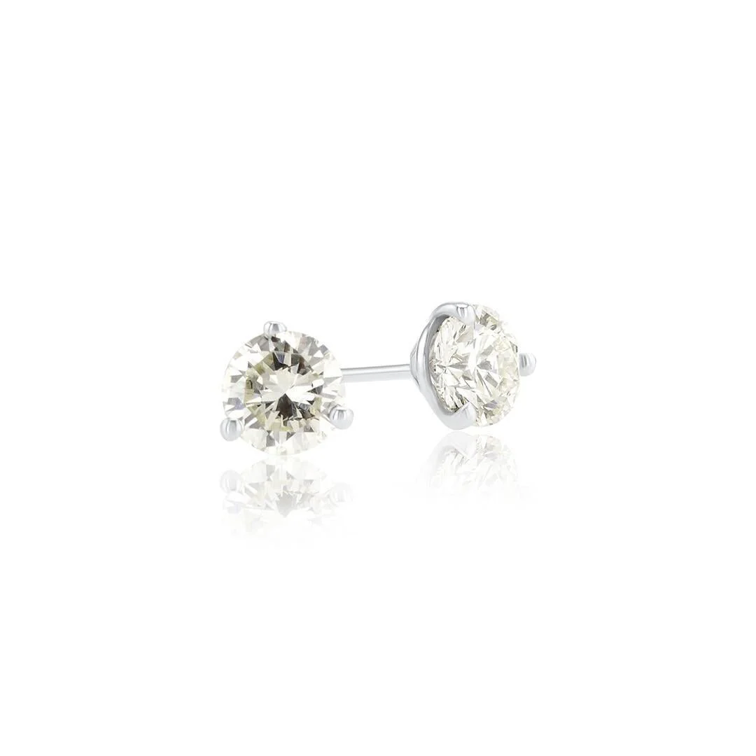 1.00 Carats Round Natural Diamond Stud Earrings